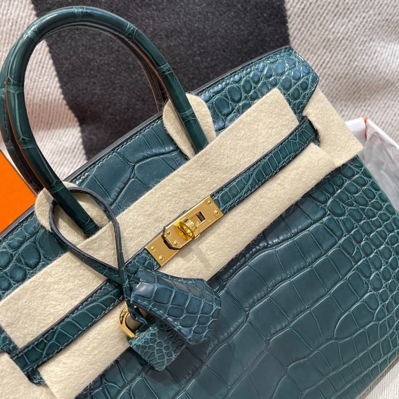 【精選天菜】HERMES 25CM BIRKIN 松柏綠 金扣  霧面 鱷魚-3