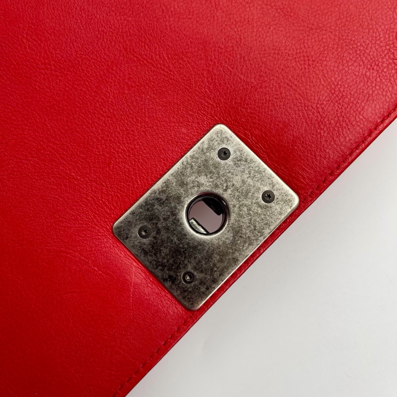 「JL精品代購」香奈兒紅色牛皮leboy 做舊五金-18