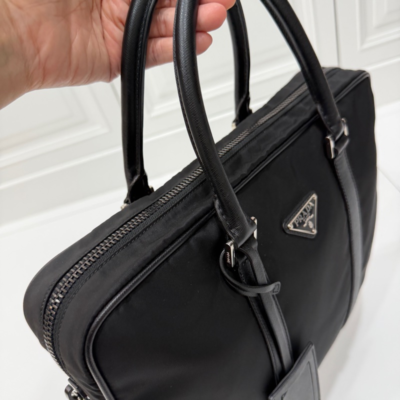 PRADA 黑色 尼龍 公事包 手提包 肩背包 側背包 斜背包 電腦包 文件包-6