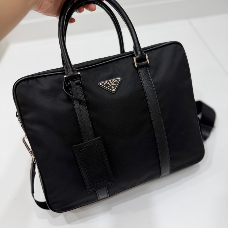 PRADA 黑色 尼龍 公事包 手提包 肩背包 側背包 斜背包 電腦包 文件包-7