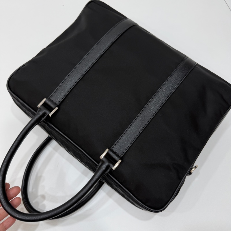 PRADA 黑色 尼龍 公事包 手提包 肩背包 側背包 斜背包 電腦包 文件包-8