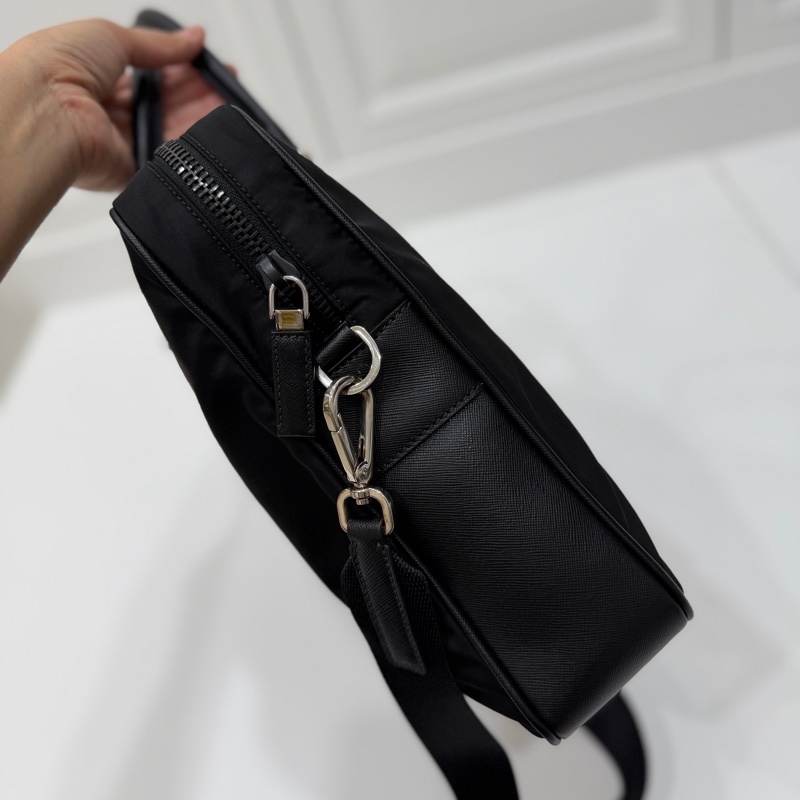 PRADA 黑色 尼龍 公事包 手提包 肩背包 側背包 斜背包 電腦包 文件包-11