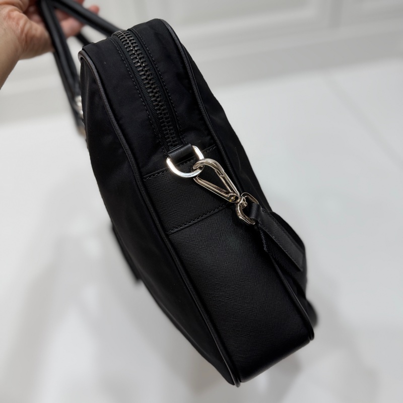 PRADA 黑色 尼龍 公事包 手提包 肩背包 側背包 斜背包 電腦包 文件包-12