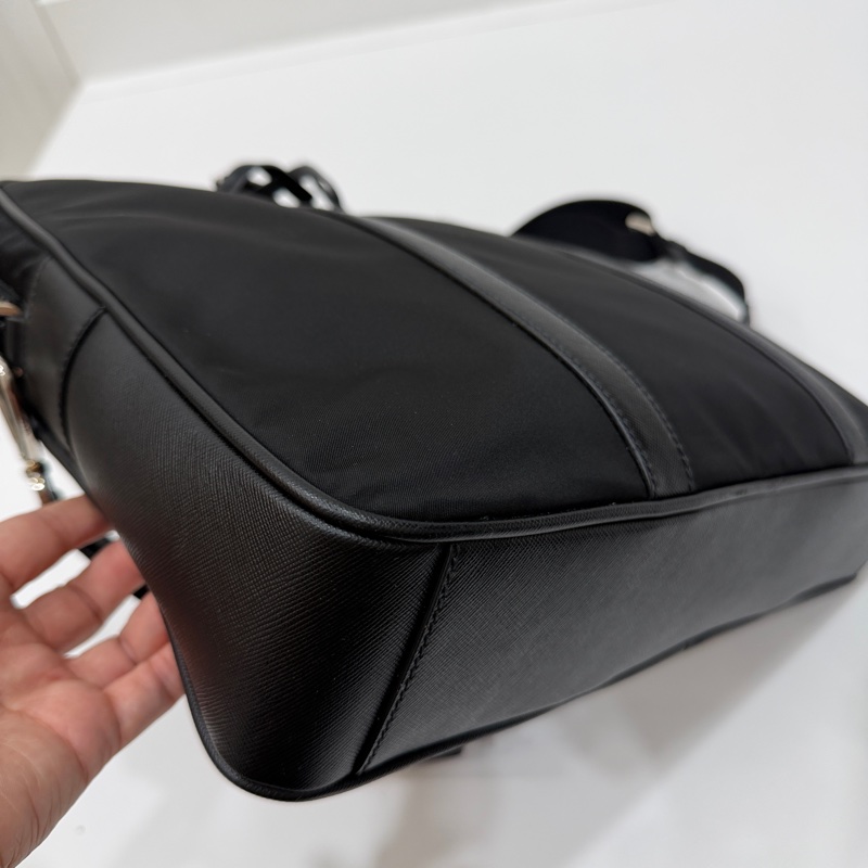 PRADA 黑色 尼龍 公事包 手提包 肩背包 側背包 斜背包 電腦包 文件包-15