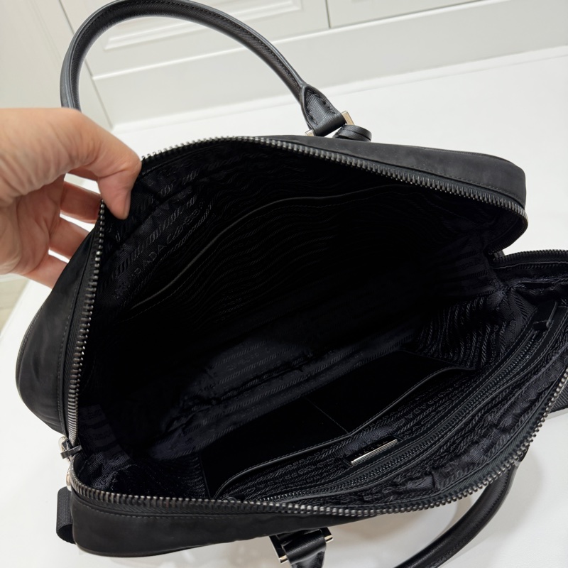 PRADA 黑色 尼龍 公事包 手提包 肩背包 側背包 斜背包 電腦包 文件包-25