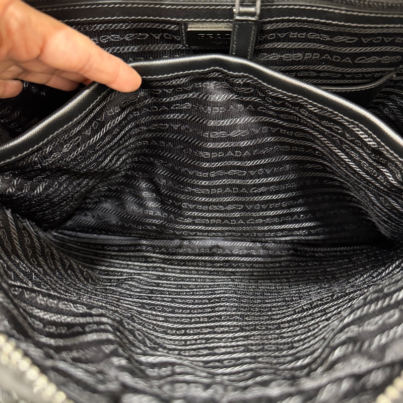 PRADA 黑色 尼龍 公事包 手提包 肩背包 側背包 斜背包 電腦包 文件包-27
