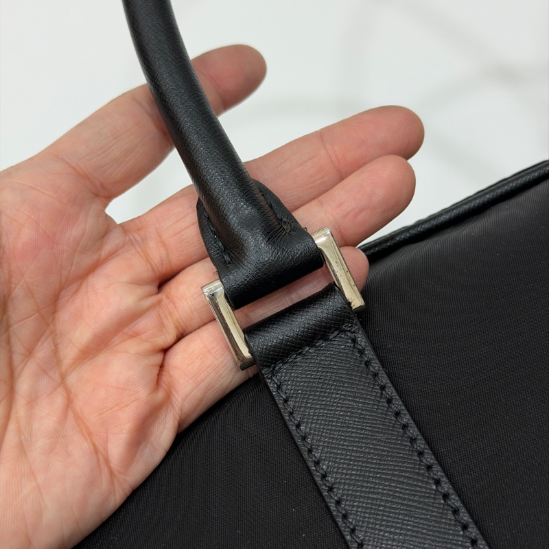 PRADA 黑色 尼龍 公事包 手提包 肩背包 側背包 斜背包 電腦包 文件包-31