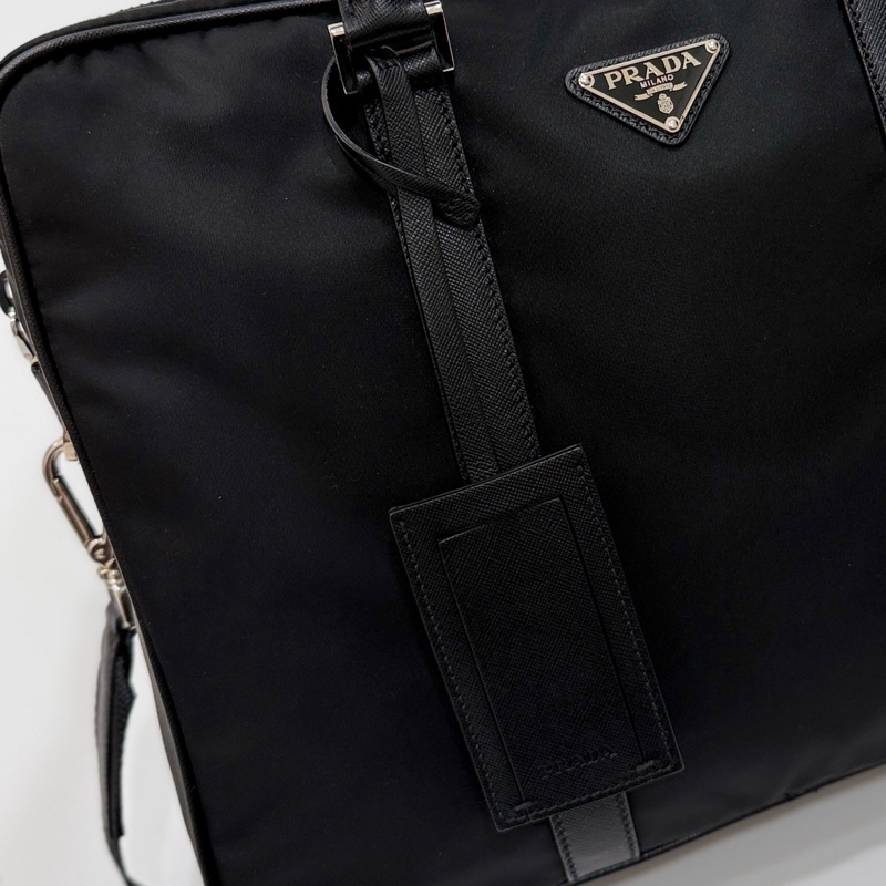 PRADA 黑色 尼龍 公事包 手提包 肩背包 側背包 斜背包 電腦包 文件包-39