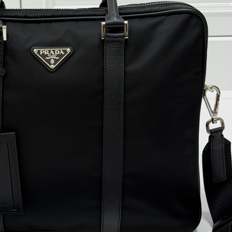 PRADA 黑色 尼龍 公事包 手提包 肩背包 側背包 斜背包 電腦包 文件包-40