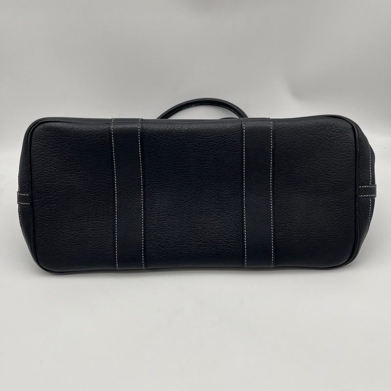 「JL精品代購」愛馬仕深藍色帆布拼皮花園36手提托特包-6