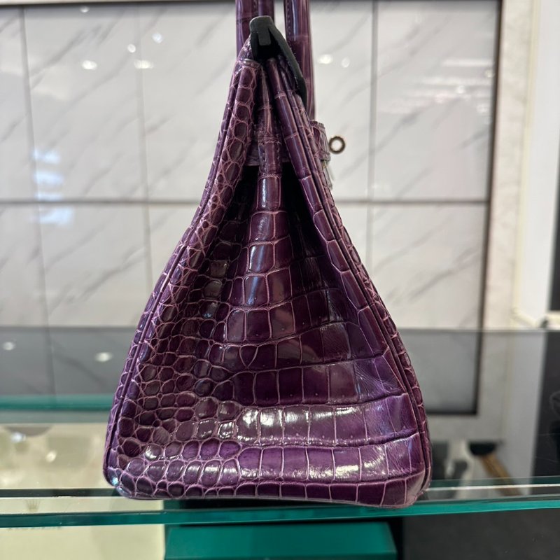 【超美天菜】HERMES BIRKIN 30CM 倒V鱷魚 銀扣 紫色-2