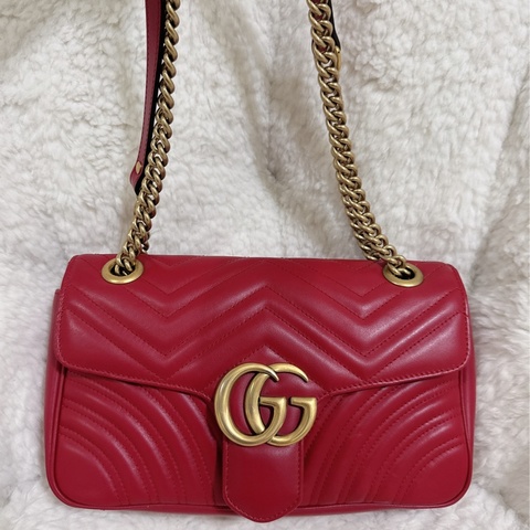 Gucci marmont26馬蒙牛皮側背包鏈條包