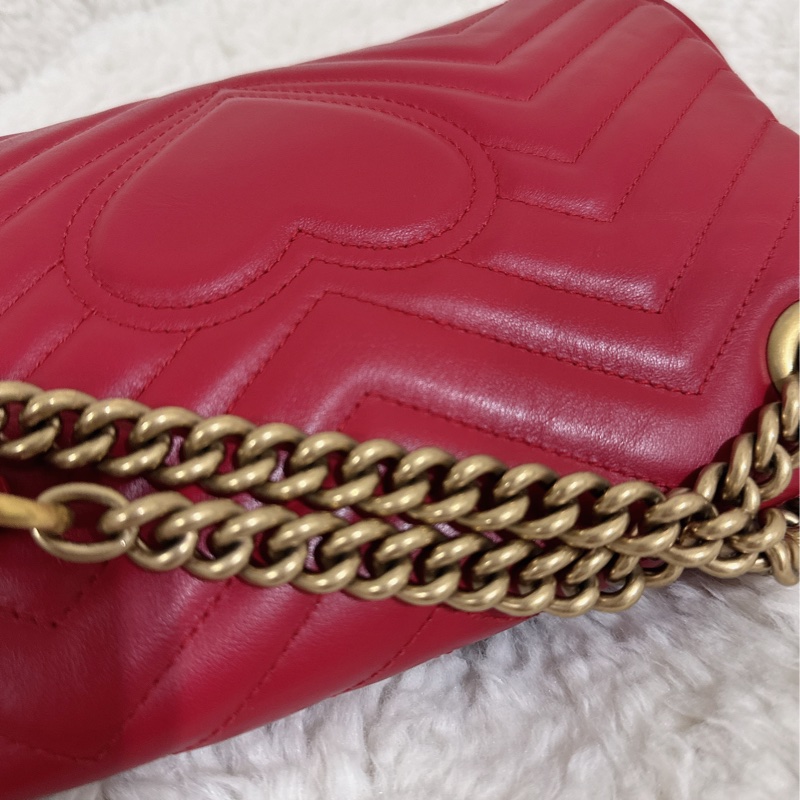 Gucci marmont26馬蒙牛皮側背包鏈條包-1