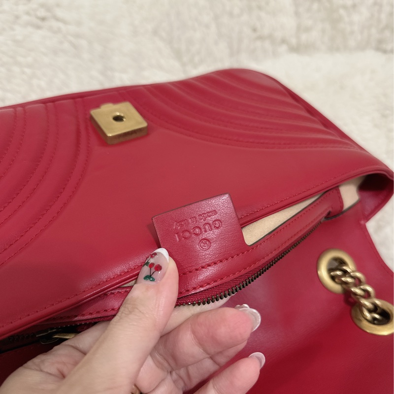 Gucci marmont26馬蒙牛皮側背包鏈條包-4