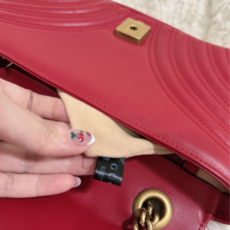 Gucci marmont26馬蒙牛皮側背包鏈條包-7