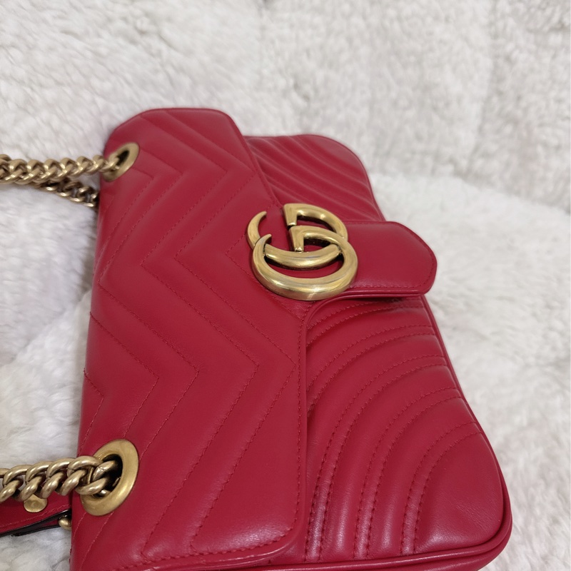 Gucci marmont26馬蒙牛皮側背包鏈條包-8