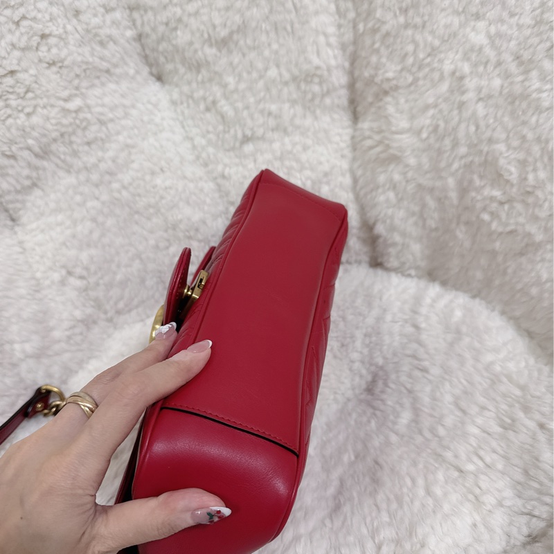 Gucci marmont26馬蒙牛皮側背包鏈條包-9