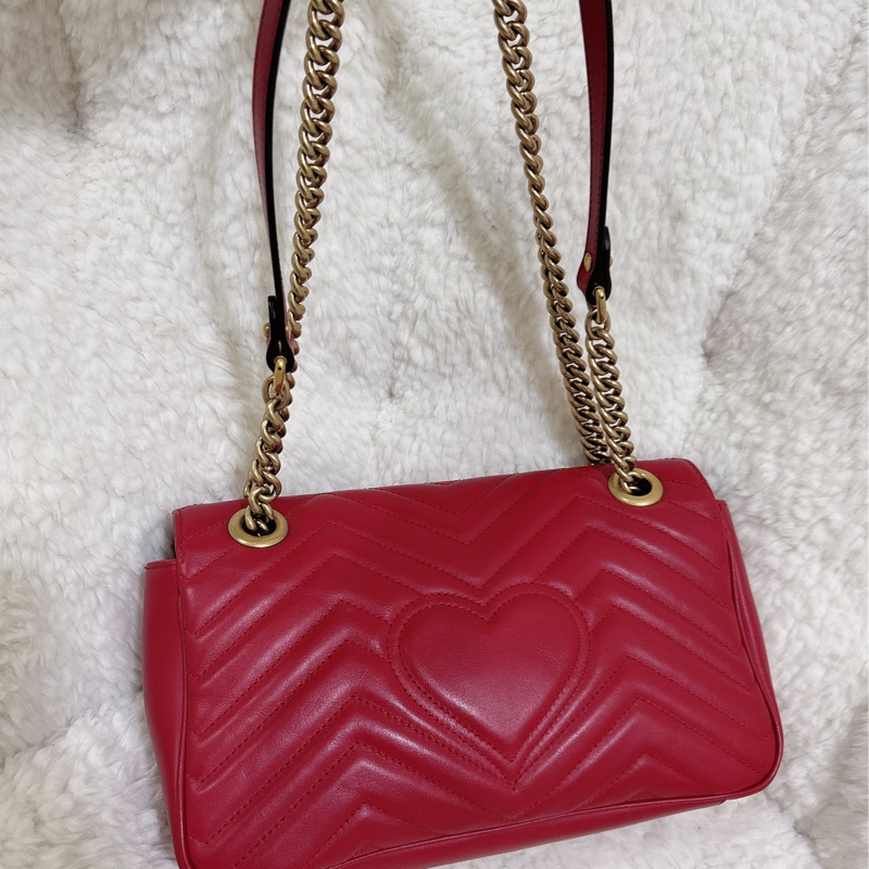 Gucci marmont26馬蒙牛皮側背包鏈條包-15