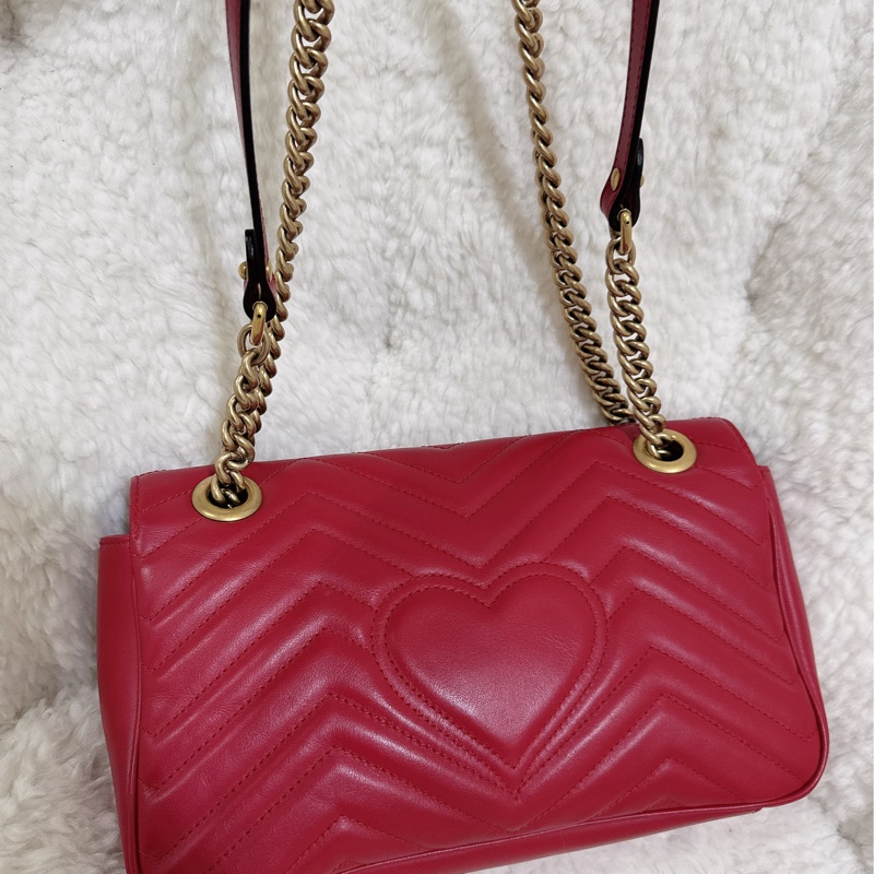 Gucci marmont26馬蒙牛皮側背包鏈條包-16