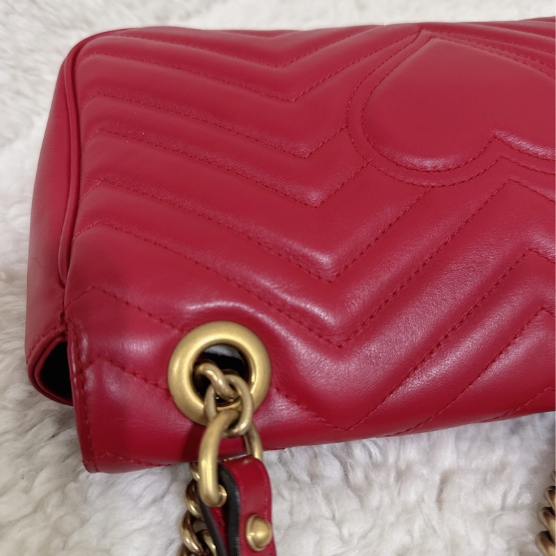 Gucci marmont26馬蒙牛皮側背包鏈條包-19