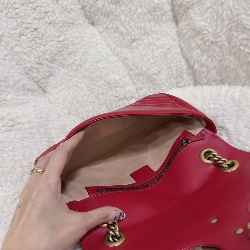 Gucci marmont26馬蒙牛皮側背包鏈條包-22
