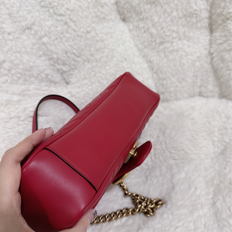 Gucci marmont26馬蒙牛皮側背包鏈條包-24