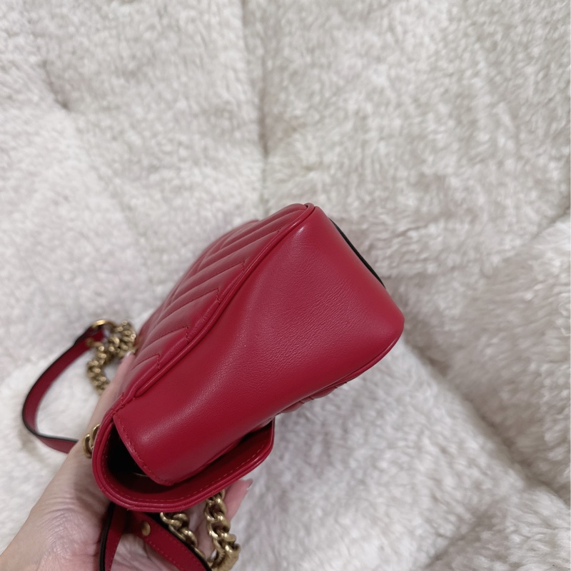 Gucci marmont26馬蒙牛皮側背包鏈條包-25