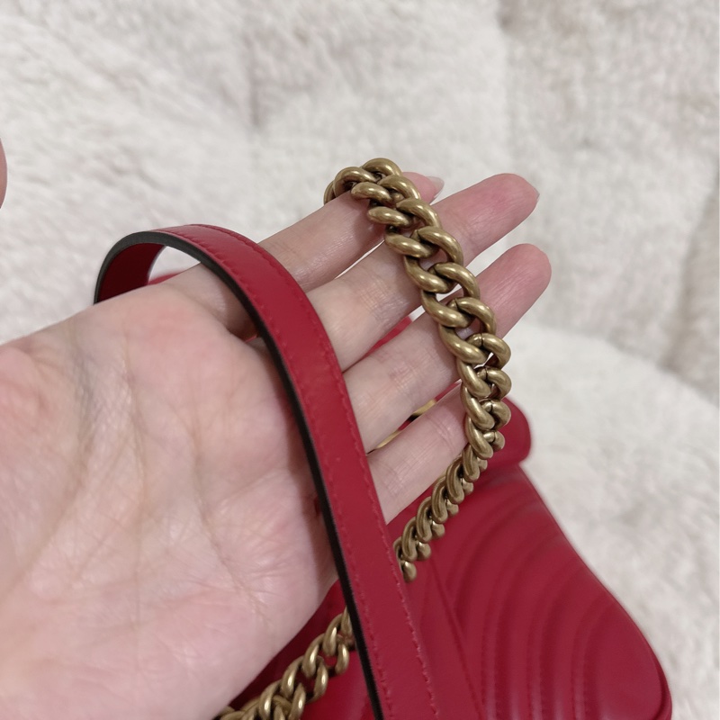Gucci marmont26馬蒙牛皮側背包鏈條包-26