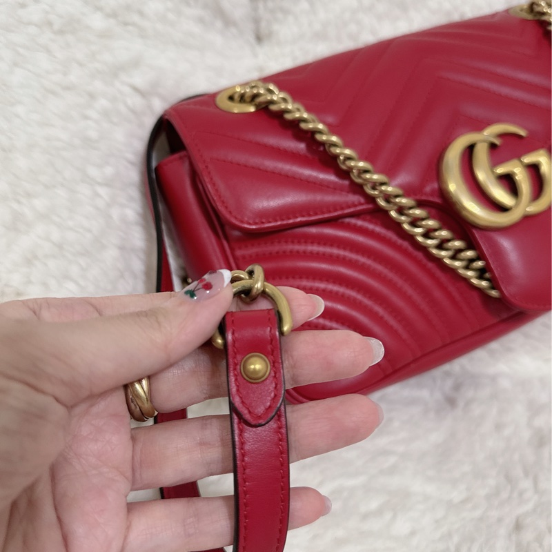 Gucci marmont26馬蒙牛皮側背包鏈條包-35