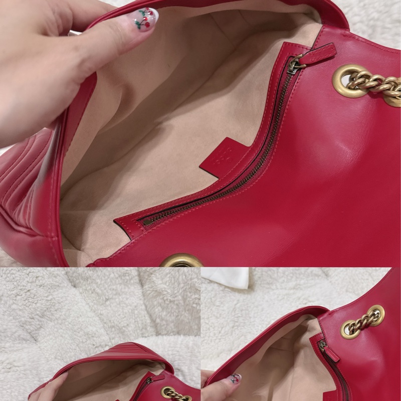 Gucci marmont26馬蒙牛皮側背包鏈條包-39