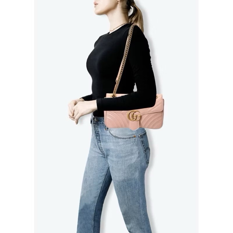 Gucci marmont26馬蒙牛皮側背包鏈條包-42