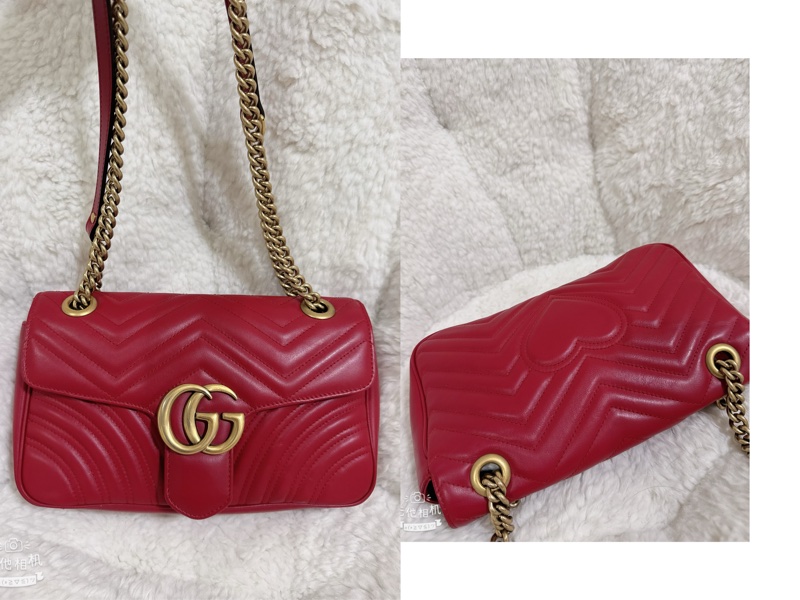 Gucci marmont26馬蒙牛皮側背包鏈條包-43