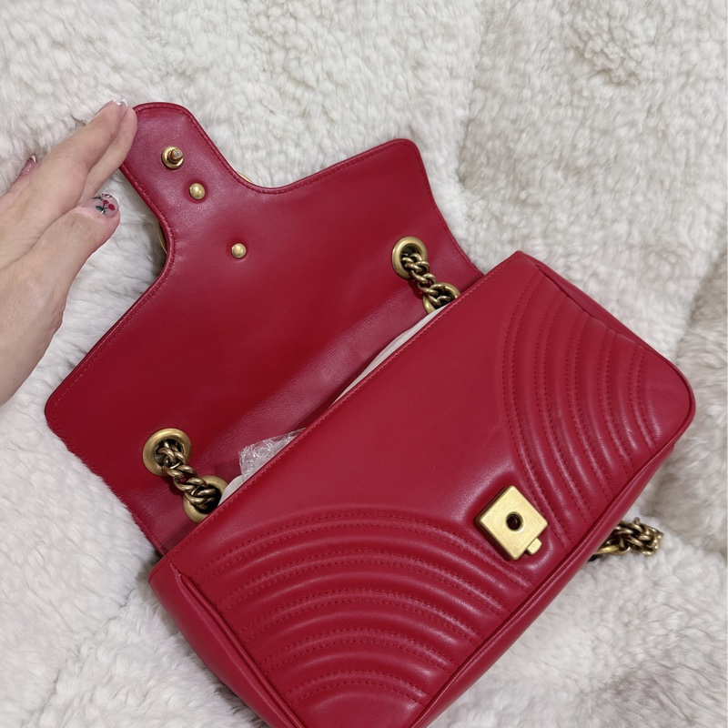 Gucci marmont26馬蒙牛皮側背包鏈條包-48