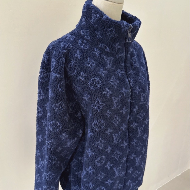 LV 藏藍色滿版老花Logo毛毛泰迪外套 size:M-1