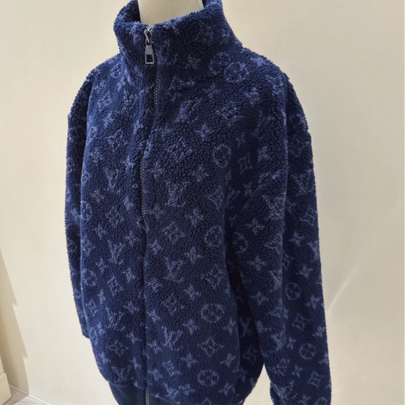 LV 藏藍色滿版老花Logo毛毛泰迪外套 size:M-2