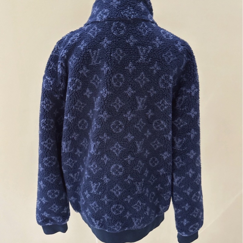 LV 藏藍色滿版老花Logo毛毛泰迪外套 size:M-3