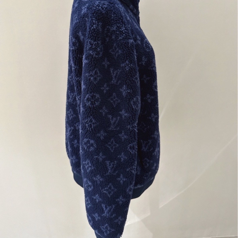 LV 藏藍色滿版老花Logo毛毛泰迪外套 size:M-5