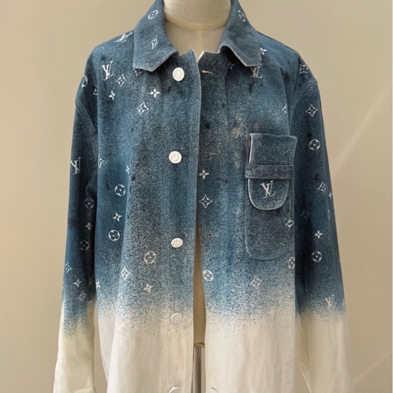 LV 星空漸層滿版Logo牛仔襯衫外套 size:L-0