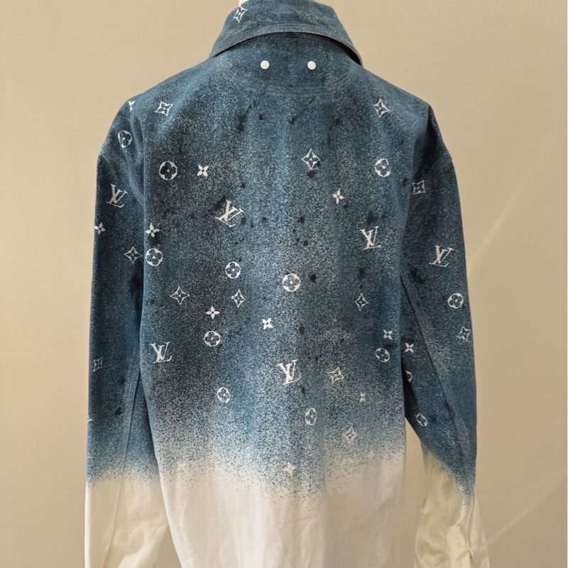 LV 星空漸層滿版Logo牛仔襯衫外套 size:L-4