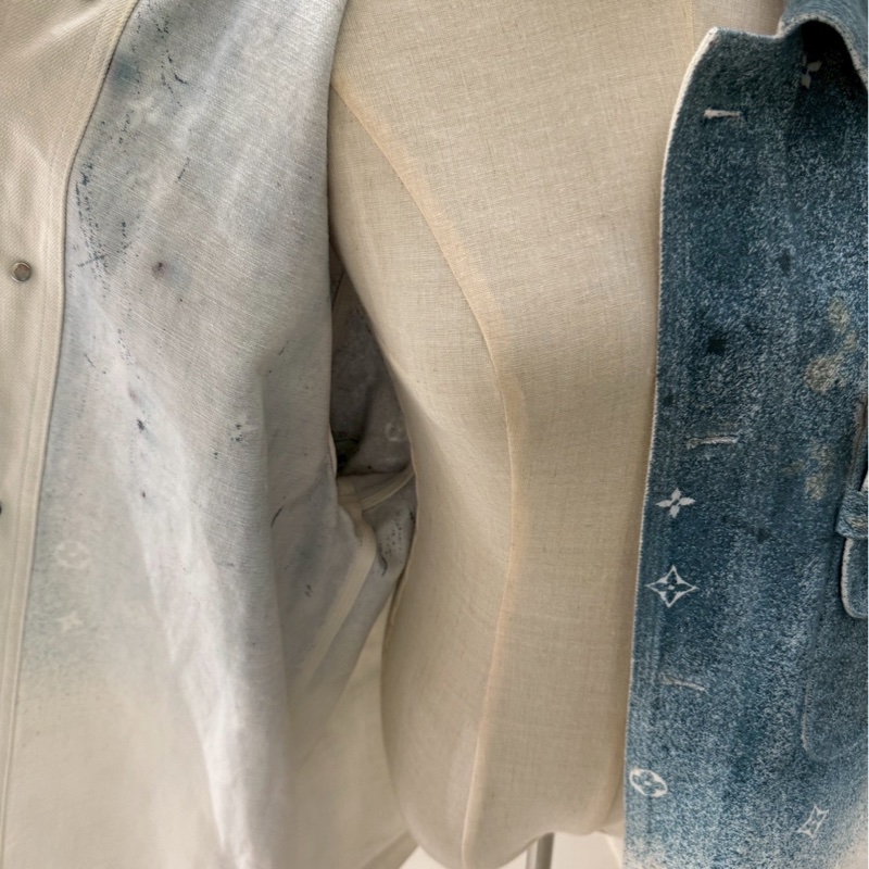 LV 星空漸層滿版Logo牛仔襯衫外套 size:L-12