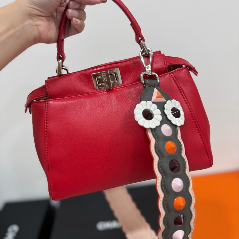 FENDI 灰 粉 小雞 背帶 肩背帶 斜背帶 長背帶 長肩帶-8