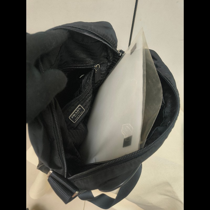 【8成新】㊣✨PRADA✨普拉達 黑色 輕量 帆布 皮革 直立 記者包 相機包 斜背包 /二手包/二手精品/保證正品🌳二手樹屋🌳-43