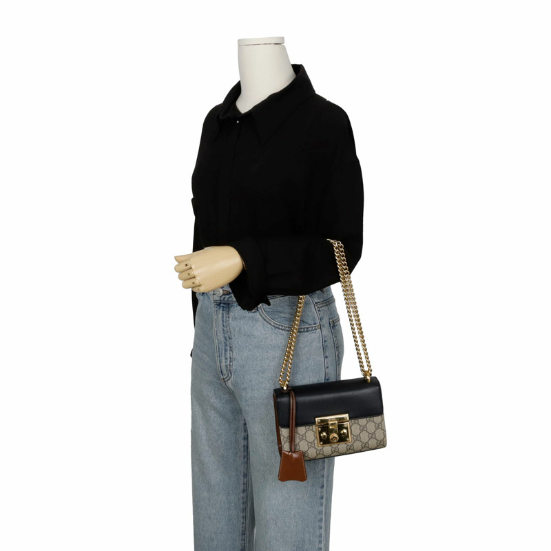 GUCCI 槳形鎖扣小鏈條單肩斜背包 409487-11