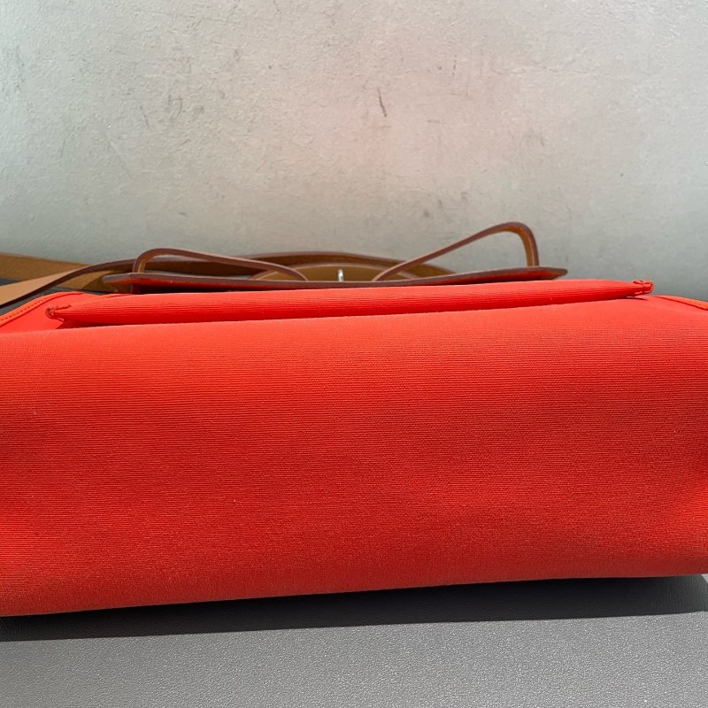 Hermes愛馬仕 銀扣 herbag31 帆布拼皮 肩背包斜背包-11