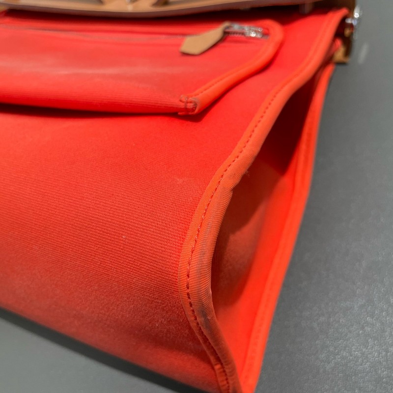 Hermes愛馬仕 銀扣 herbag31 帆布拼皮 肩背包斜背包-13