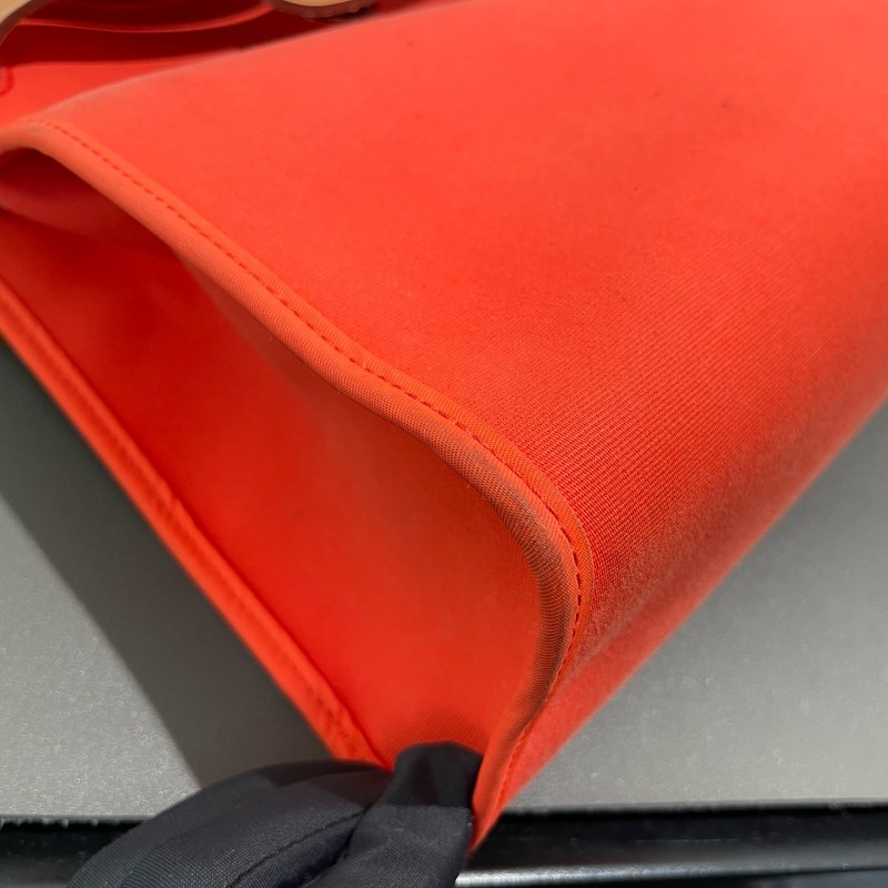 Hermes愛馬仕 銀扣 herbag31 帆布拼皮 肩背包斜背包-15