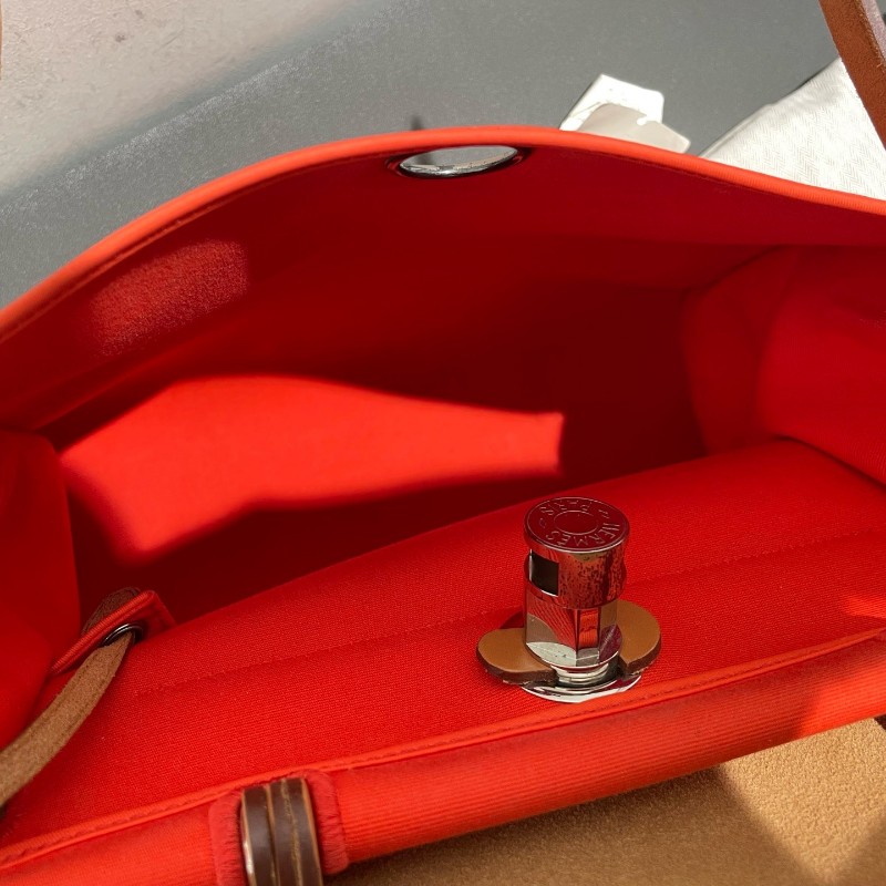 Hermes愛馬仕 銀扣 herbag31 帆布拼皮 肩背包斜背包-19