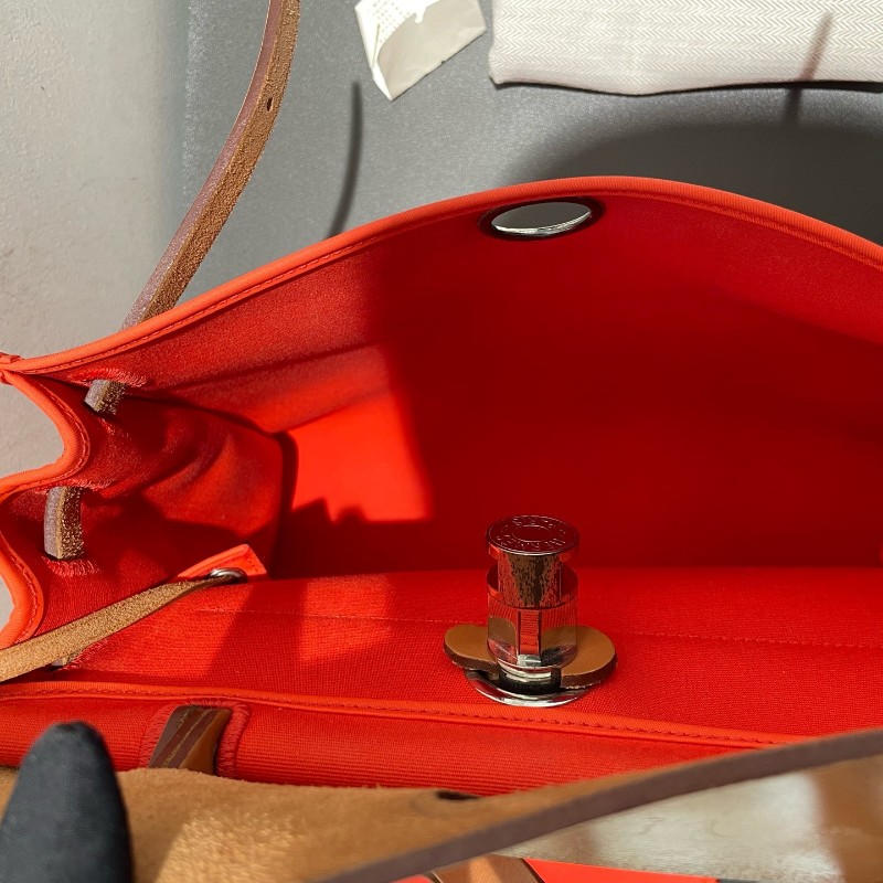 Hermes愛馬仕 銀扣 herbag31 帆布拼皮 肩背包斜背包-20