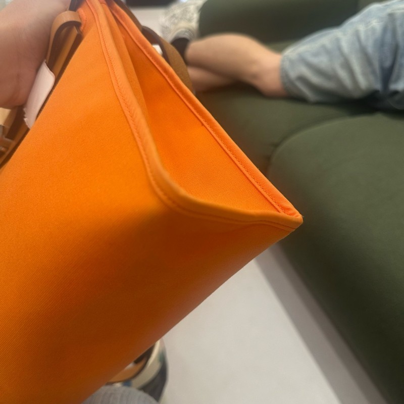 Hermes herbag31 橙色肩背包斜背包 帆布拼皮-11