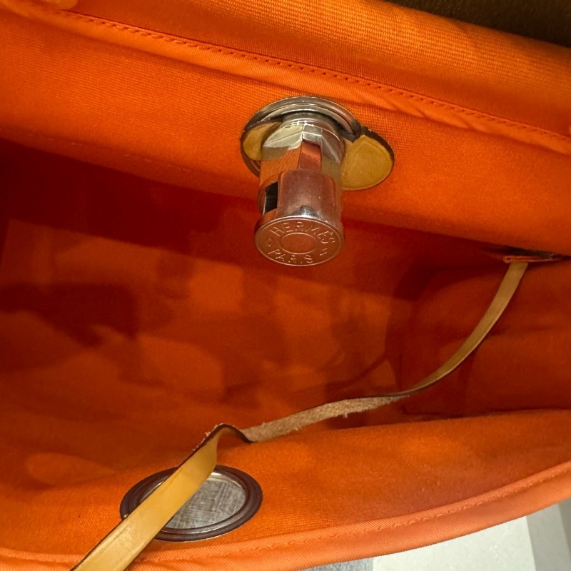 Hermes herbag31 橙色肩背包斜背包 帆布拼皮-18
